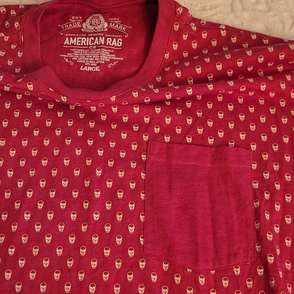 Mens Red Skull Shirt American Rag Size Large 1